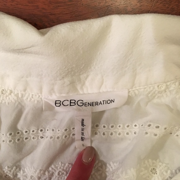 BCBG Button Up Eyelet Top - Picture 4 of 4